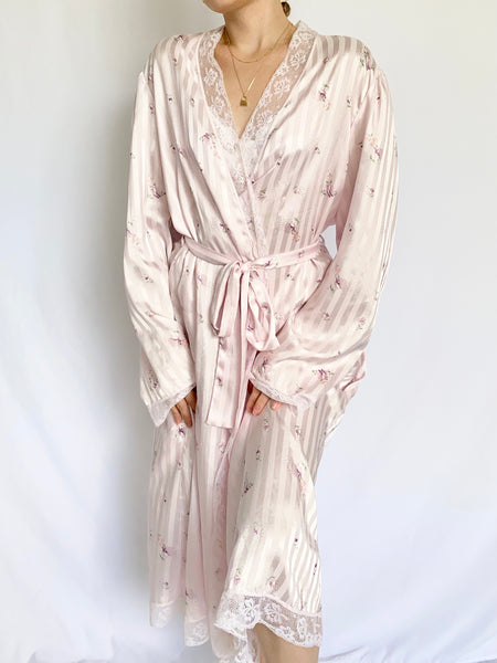 Vintage 1970s Christian Dior Blooming Floral Silky Robe (S/M)