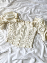 Load image into Gallery viewer, Vintage Puff Sleeve Eyelet Lace Bustier Blouse (S-M)
