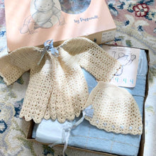 Load image into Gallery viewer, Baby Blue 1950s Blanket &amp; Hand Made Outfit Set
