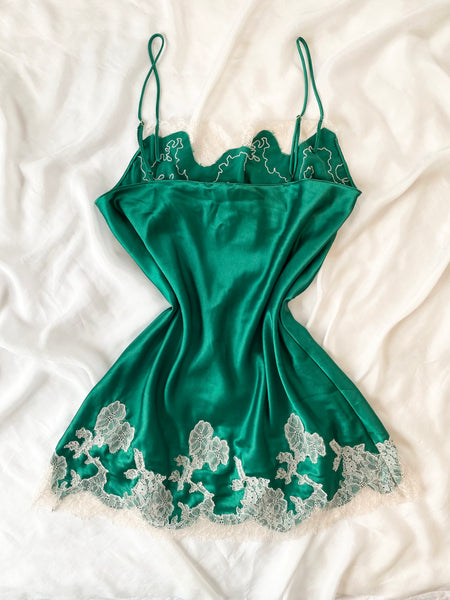 Emerald Green Victoria's Secret Satin Slip Dress (XL)