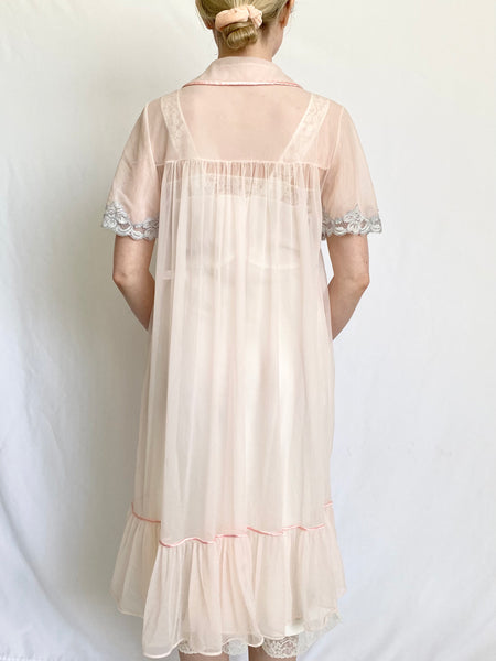 Fairy Floss 1960s Lace Trim Peignoir Robe (S)