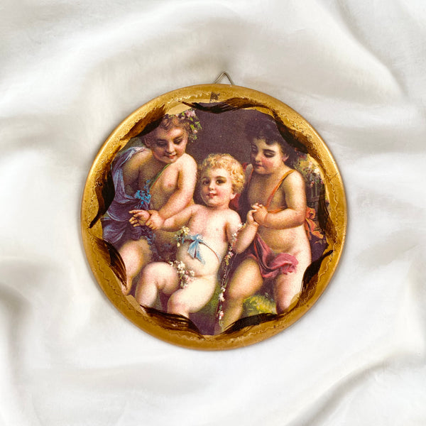 Vintage Victorian Style Cherub Angel Porcelain Wall Art