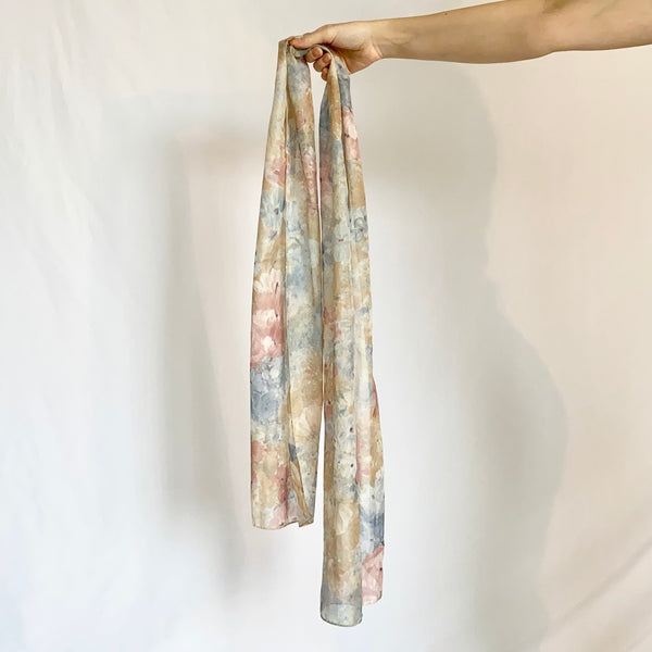 Sheer Watercolor Painting Floral Vintage Scarf