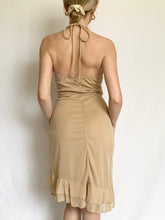 Load image into Gallery viewer, Gold Shimmer Y2K Halter Dress (S-M)
