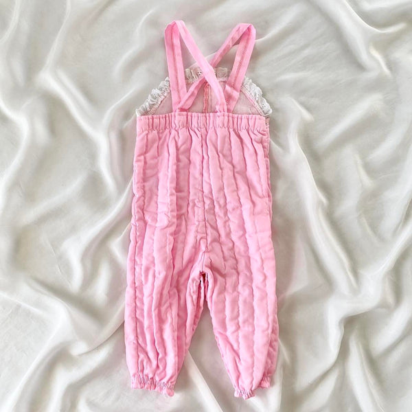 Pink Quilted Fan Baby Overalls
