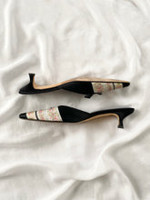 Load image into Gallery viewer, 1990s Isaac Mizrahi Floral Brocade Pointed Toe Kitten Heel Mules (7.5)
