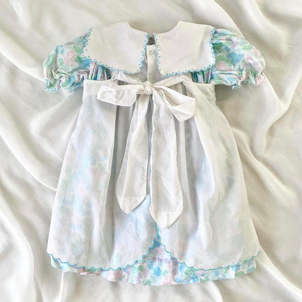 Pastel Floral Puff Sleeve Smocked Tea Dress (4T)