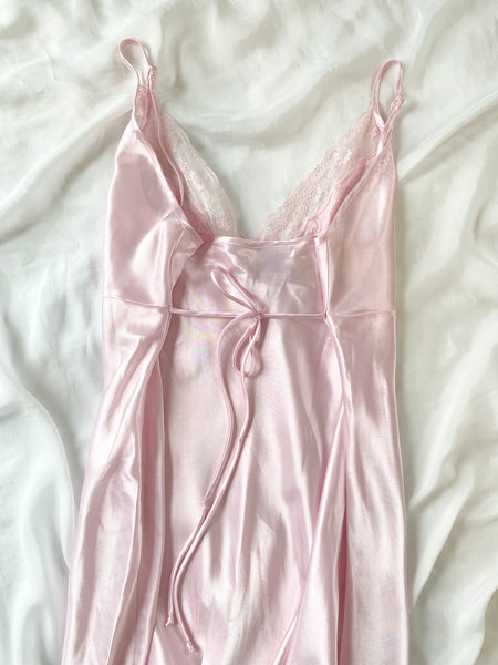 Pink Princess 1980s Satin Slip Gown (L)