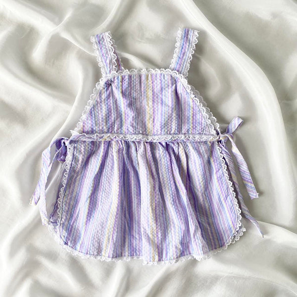 Handmade Purple Striped Heart Overall Baby Dress