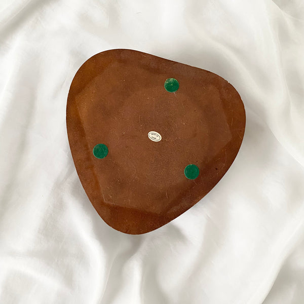 Vintage Tapestry Wood Heart Jewelry Box