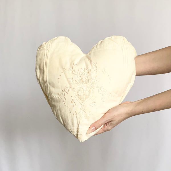 Romantic Heart Embroidered Boudoir Cushion Throw Pillow