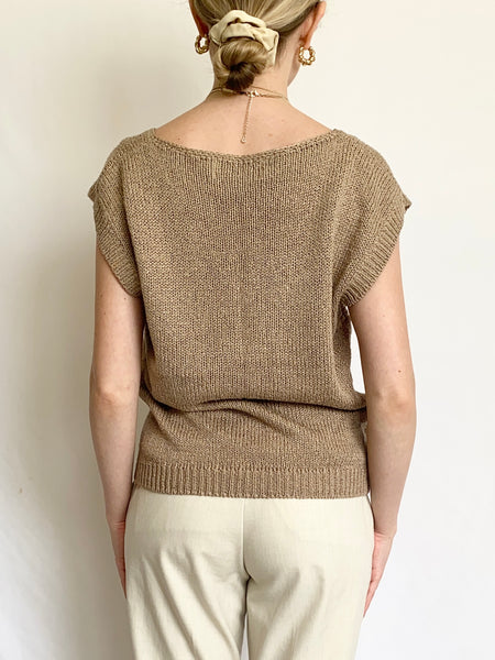 Beige Silk Blend 90s Sweater Vest (S)