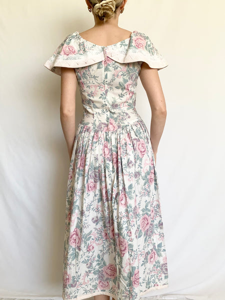 Floral Cotton 1980s Gunne Sax Party Dress (S)