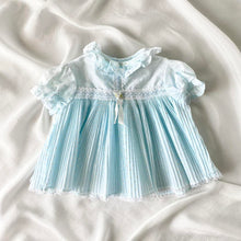 Load image into Gallery viewer, Blue Polka Dot Pleated Baby Dress (Newborn)
