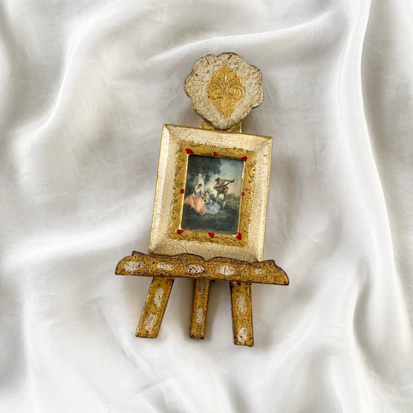 Gilded Florentine Italian Mini Gold Easel and Art Painting Frame