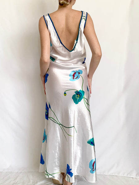 Floral 1980s Valentino Slip Gown Dress (L)