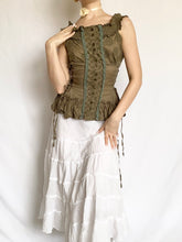 Load image into Gallery viewer, Evergreen Ruffle Corset Blouse (S)
