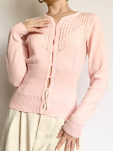 Load image into Gallery viewer, Pink 1950s Pointelle Cardigan (XS)

