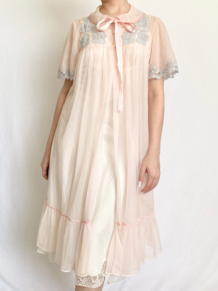 Fairy Floss 1960s Lace Trim Peignoir Robe (S)