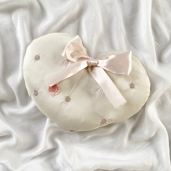 Pink and White Coquette Heart Bow Pillow