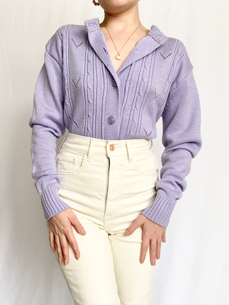 1950s Grape Fizz Cardigan Sweater (S)