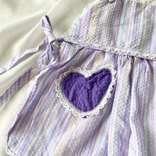 Load image into Gallery viewer, Handmade Purple Striped Heart Overall Baby Dress
