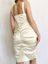 Load image into Gallery viewer, Ivory Liquid Satin 90s Sultry Designer Halter Dress (XS)
