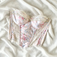 Load image into Gallery viewer, Pink Floral Vintage Christian Dior Satin Bustier Top (34C)
