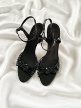 Load image into Gallery viewer, Black Leather Coach Joelle Bow Sandal Heels (8.5)
