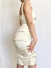 Load image into Gallery viewer, Ivory Liquid Satin 90s Sultry Designer Halter Dress (XS)
