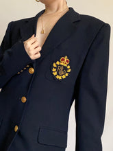 Load image into Gallery viewer, Vintage Ralph Lauren Navy Emblem Crest Wool Blazer (10)
