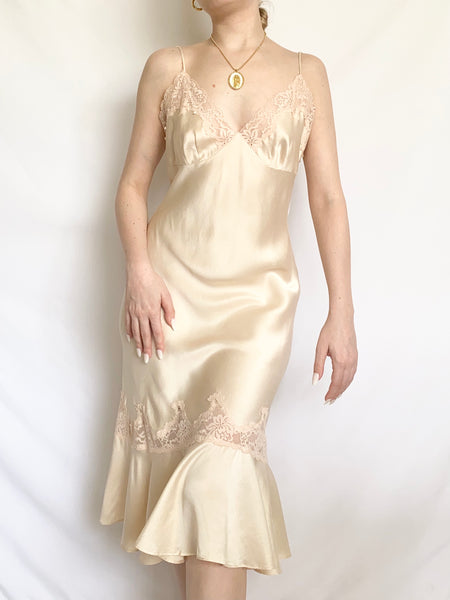 Heavenly Silk Ruffle Victoria’s Secret Midi Gown (XS)