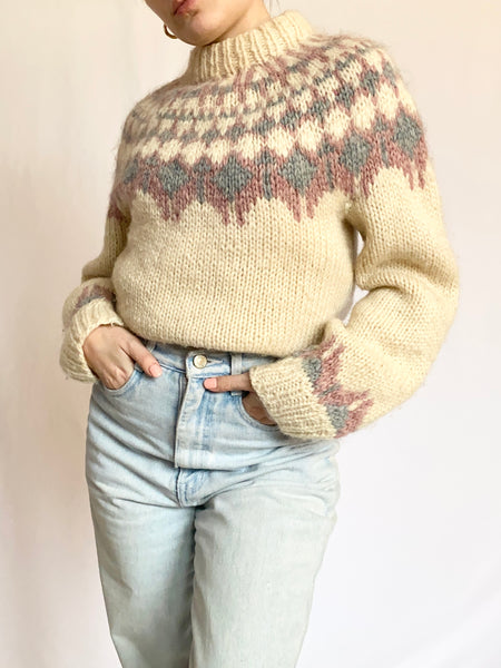 1970s Hand Knit Icelandic Pure Wool Sweater