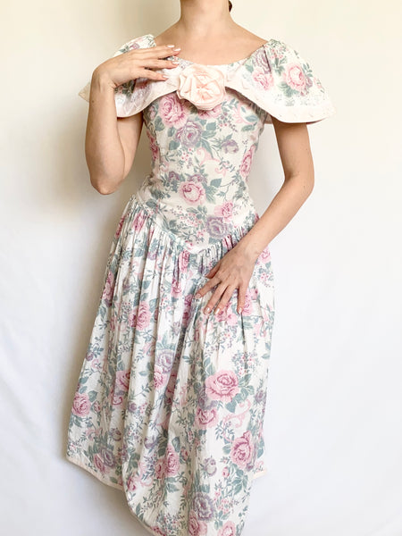 Vintage Fairytale Garden Floral Corset Dress (S-XS)