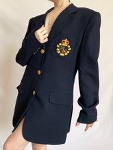 Load image into Gallery viewer, Vintage Ralph Lauren Navy Emblem Crest Wool Blazer (10)
