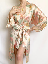 Load image into Gallery viewer, Victoria’s Secret Floral Pastel Silk Slip Dress and Robe Set (XS,S)
