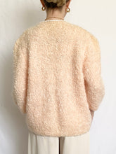 Load image into Gallery viewer, Peach 1950s Shearling Mohair Beaded Cardigan (S/M)
