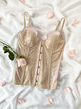 Load image into Gallery viewer, Rose Gold Royalty Lace Vintage Victoria’s Secret Bustier (32C)
