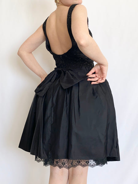 Vintage Gunne Sax Black Cocktail Mini Dress (XS)
