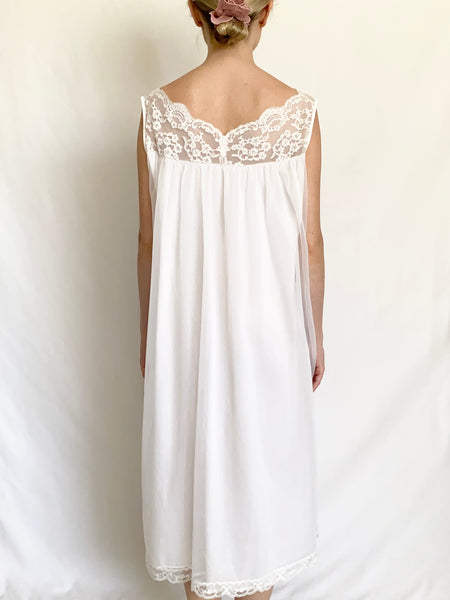 White 1950s Babydoll Nightgown (M)