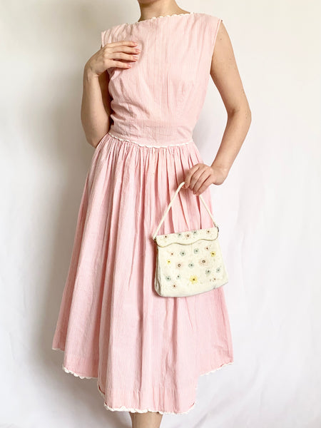 Pink Pinstripe 1950s Party Dress (XS)