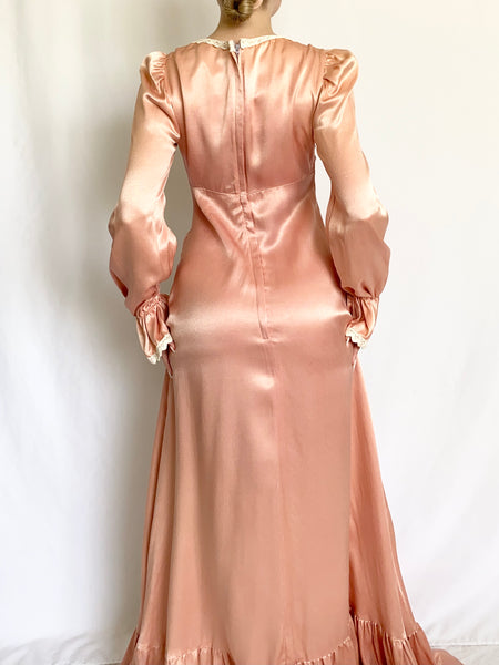 Pink Satin Gunne Sax Renaissance Princess Gown (XS)