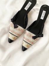 Load image into Gallery viewer, 1990s Isaac Mizrahi Floral Brocade Pointed Toe Kitten Heel Mules (7.5)
