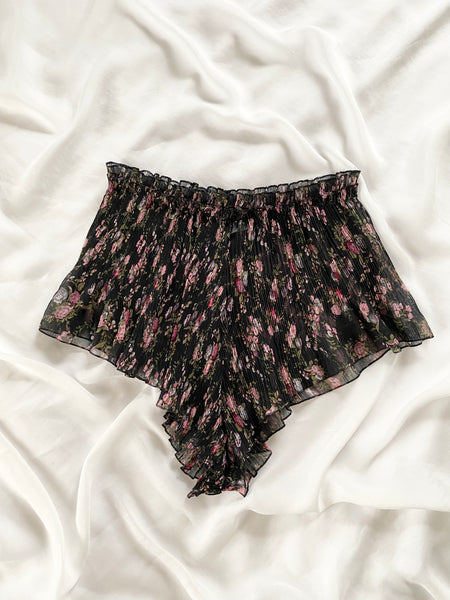 Rare Black Floral Chiffon Vintage Victoria’s Secret Lounge Shorts (S-M)