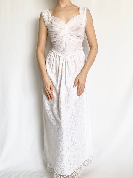 Vintage White Lace 1950s Slip Dress (XS/S)