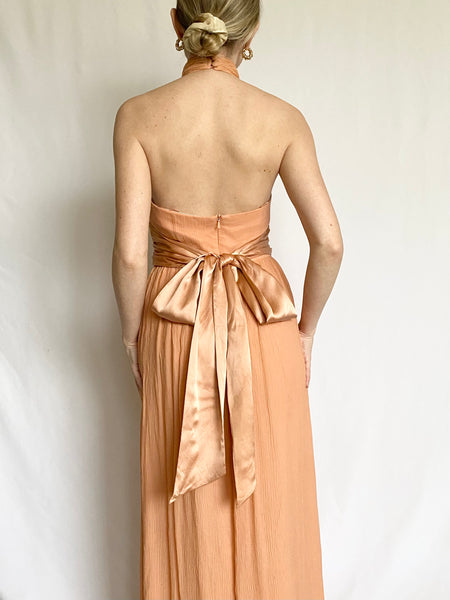 Silk Apricot Ribbon Sash Gown (4)